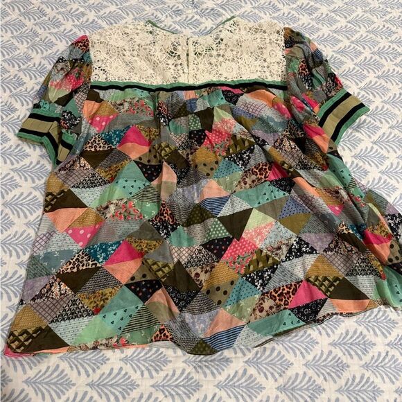 Anthropologie VERB Patchwork Embroidered Lace Floral Puff Sleeve Top - Picture 10 of 10